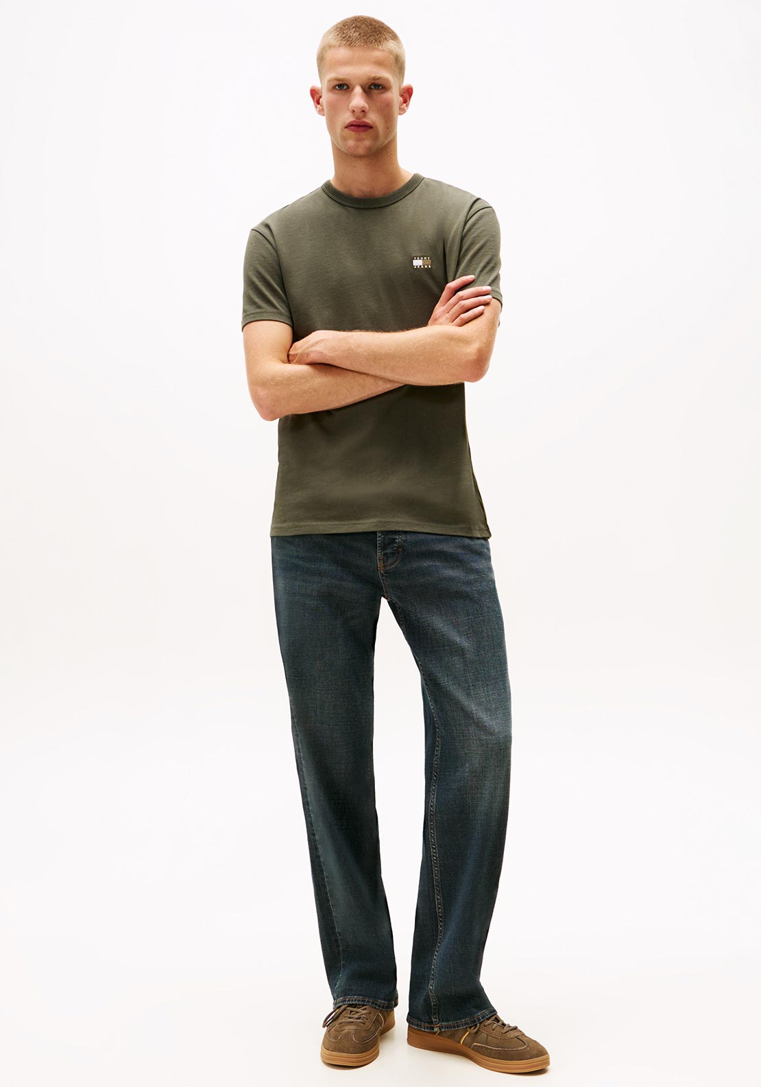 Tommy Jeans Badge Crew Neck T-Shirt, Pewter Green