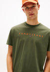 Tommy Jeans Logo Embroidery T-Shirt, Pewter Green