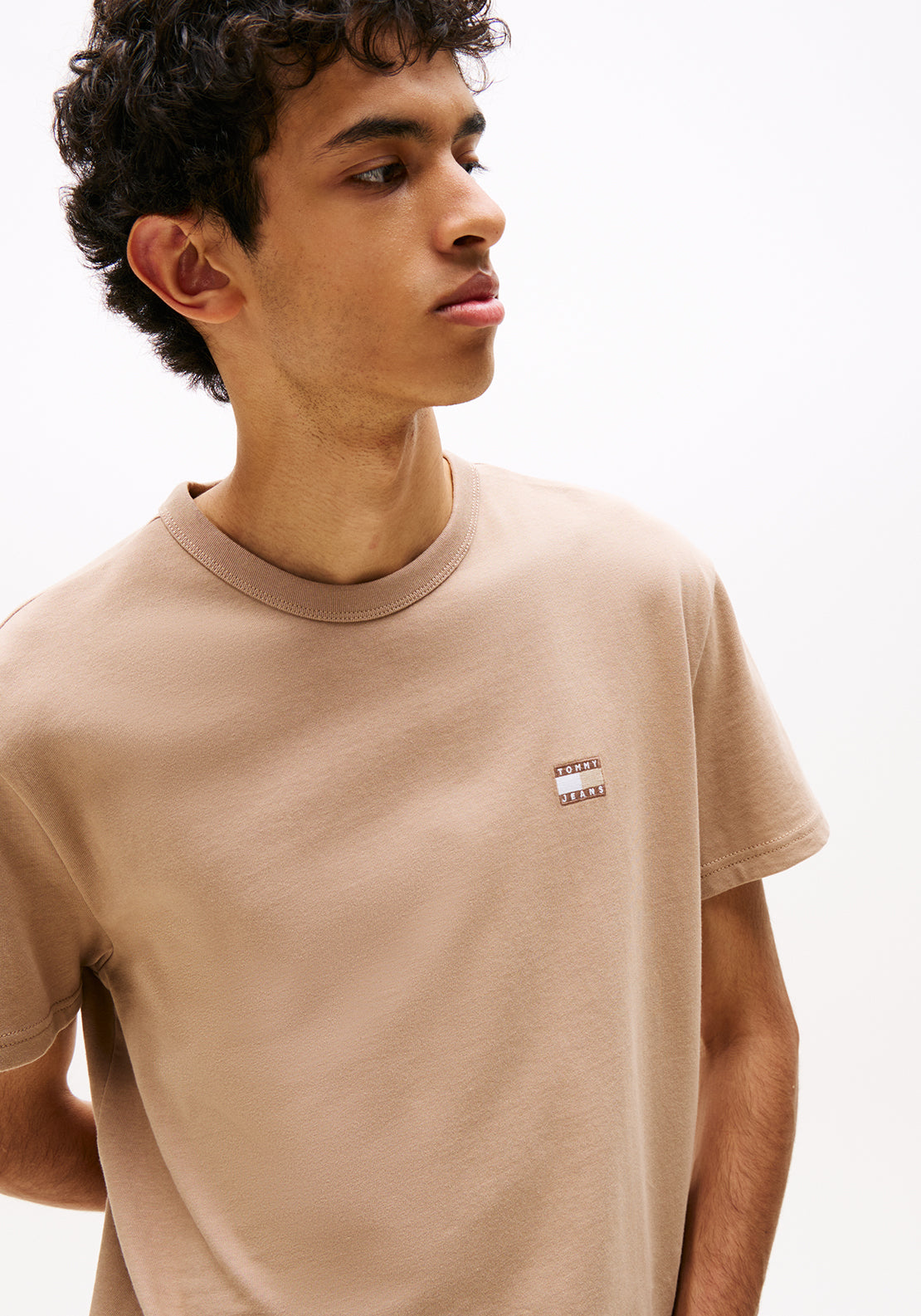 Tommy Jeans Badge Crew Neck T-Shirt, Taupe