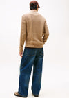 Tommy Jeans Cable Knit Quarter Zip Sweater, Taupe