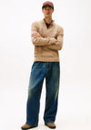 Tommy Jeans Cable Knit Quarter Zip Sweater, Taupe