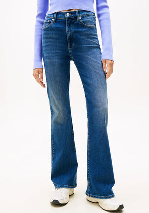 Tommy Jeans Womens Sylvia High Flare Jeans, Blue