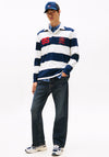 Tommy Jeans Heritage Stripe Rugby Shirt, Navy & White