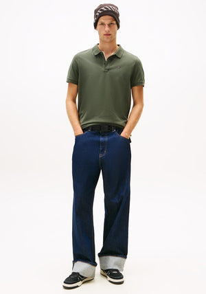 Tommy Jeans Slim Placket Polo Shirt, Pewter Green