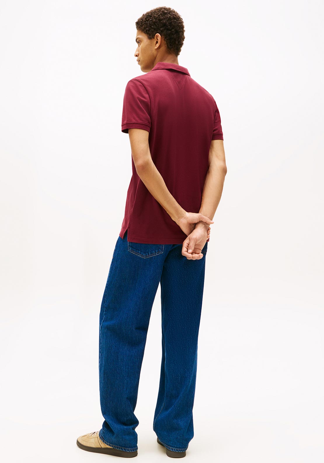 Tommy Jeans Slim Placket Polo Shirt, Red Wine