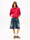 Tommy Jeans Regular Small Flag Crewneck Jumper, Red