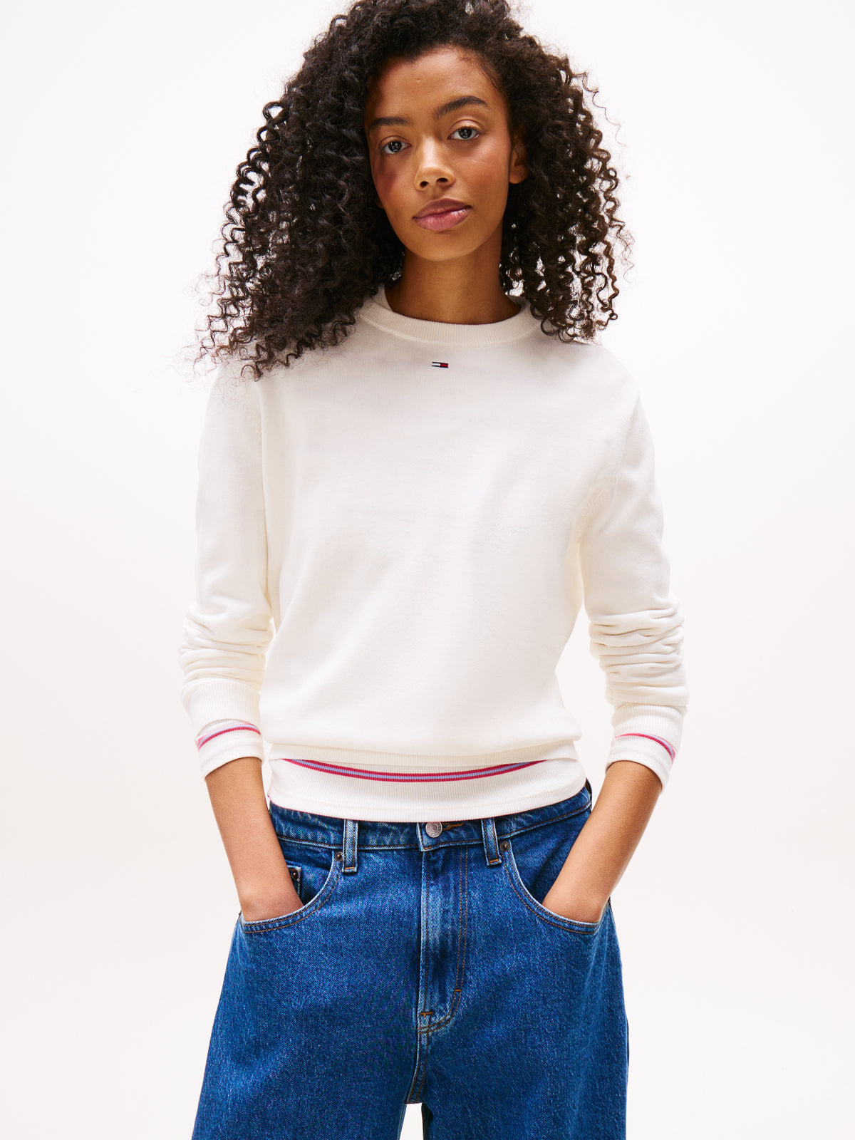 Tommy Jeans Essential Crew Neck Jumper, White