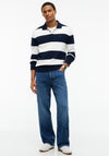 Tommy Jeans Essential Stripe Polo Sweater, Navy & White