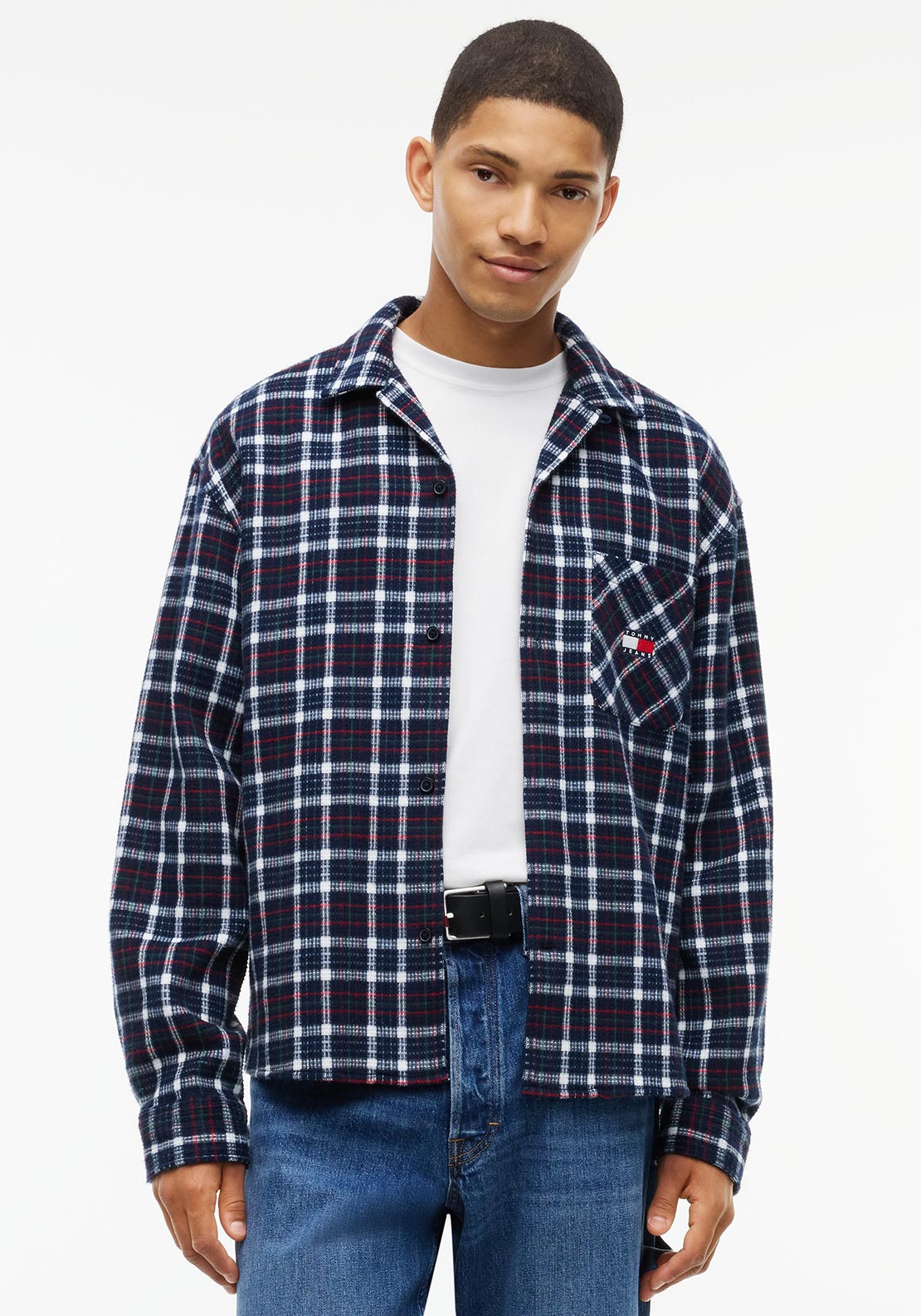 Tommy Jeans Waffle Check Overshirt, Navy Multi