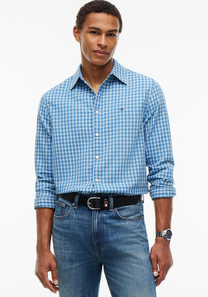Tommy Jeans Dobby Small Check Shirt, Westside Blue