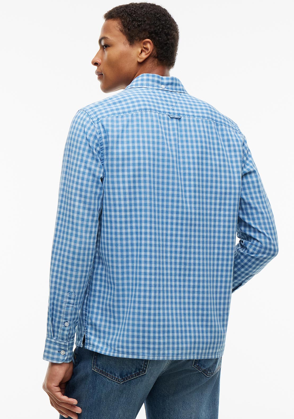 Tommy Jeans Dobby Small Check Shirt, Westside Blue
