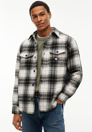 Tommy Jeans Check Overshirt, Black