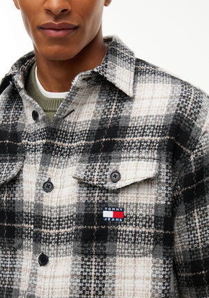 Tommy Jeans Check Overshirt, Black