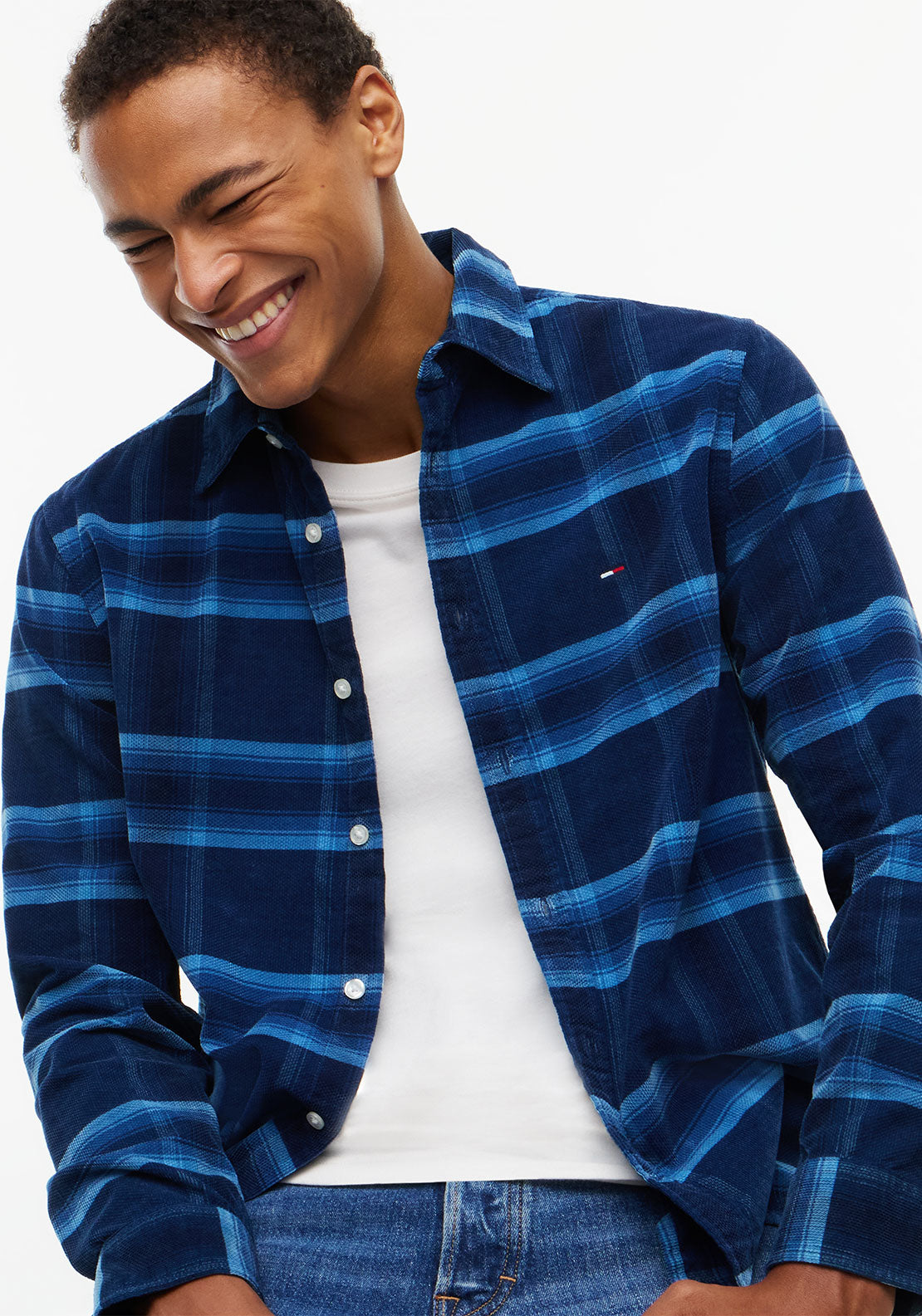 Tommy Jeans Dobby Cord Check Shirt, Navy