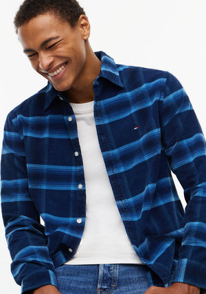Tommy Jeans Dobby Cord Check Shirt, Navy