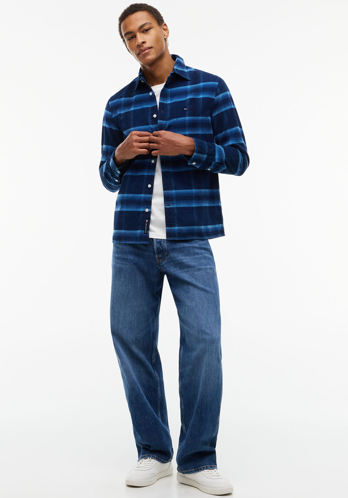 Tommy Jeans Dobby Cord Check Shirt, Navy