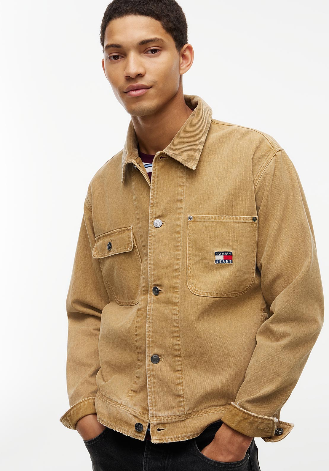 Tommy Jeans Cord Collar Utility Jacket, Sandy Beige