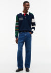 Tommy Jeans Colour-Blocked Rugby Shirt, Dark Blue Multi