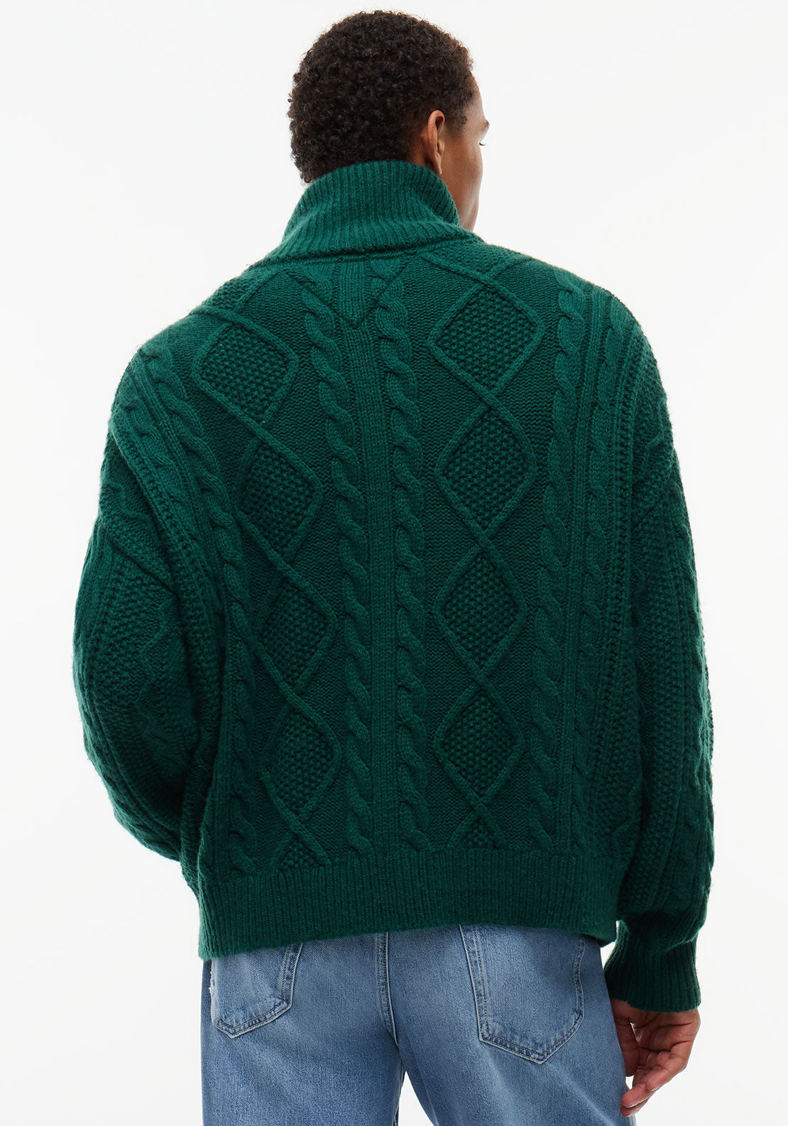 Tommy Jeans Heavy Cable Knit Full Zip Cardigan, Velvet Green