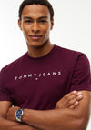 Tommy Jeans Logo Embroidery T-Shirt, Berry Purple