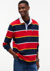 Tommy Jeans Badge Striped Rugby Shirt, Red Multi