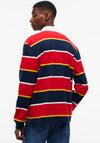 Tommy Jeans Badge Striped Rugby Shirt, Red Multi