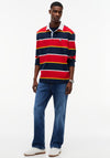 Tommy Jeans Badge Striped Rugby Shirt, Red Multi