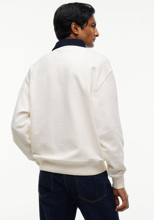 Tommy Jeans Contrast Collar Relaxed Rugby Sweatshirt, Off White Multi