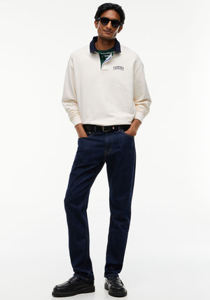 Tommy Jeans Contrast Collar Relaxed Rugby Sweatshirt, Off White Multi