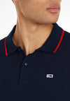 Tommy Jeans Contrast Cuff Polo Shirt, Dark Knight Navy