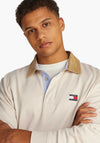Tommy Jeans Badge Cord Collar Rugby Shirt, Beige