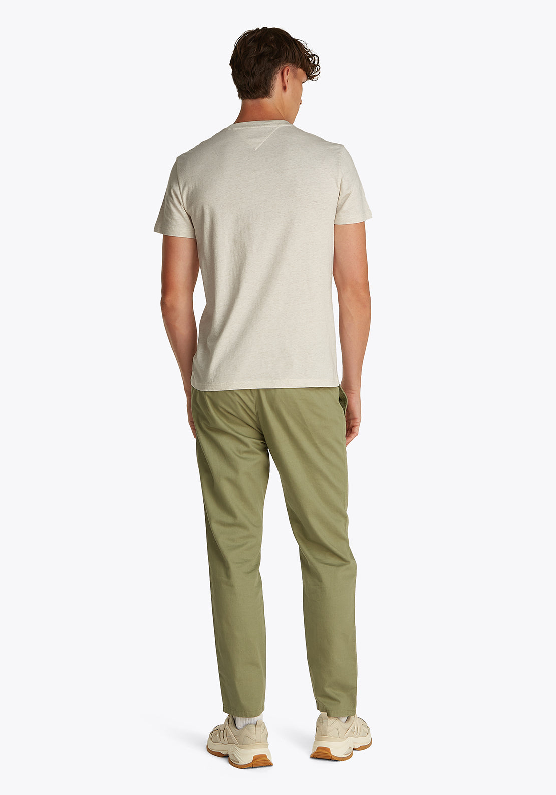 Tommy Jeans Linear Chest Logo T-Shirt, Beige Heather