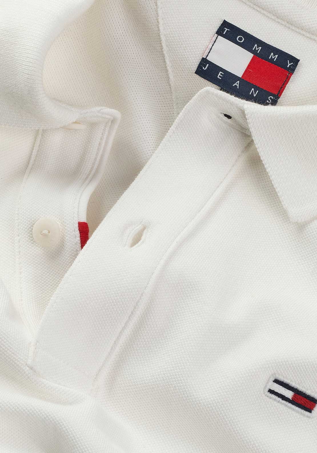 Tommy Jeans Slim Placket Polo Shirt, Ecru