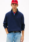 Tommy Jeans Badge Quarter Zip Sweatshirt, Dark Night Navy