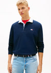 Tommy Jeans Badge Rugby Polo Shirt, Navy