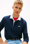 Tommy Jeans Badge Rugby Polo Shirt, Navy