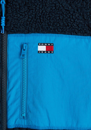 Tommy Jeans Full Zip Teddy Fleece Jacket, Dark Night Navy