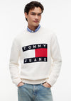Tommy Jeans Flag Crew Neck Sweater, Off White