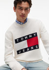 Tommy Jeans Flag Crew Neck Sweater, Off White