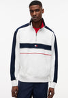 Tommy Jeans Colour Blocked Quarter Zip Sweatshirt, Ecru & Navy
