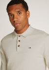 Tommy Jeans Essential Long Sleeve Polo Sweater, Neutral