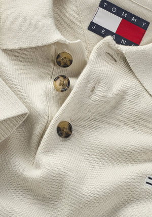 Tommy Jeans Essential Long Sleeve Polo Sweater, Neutral
