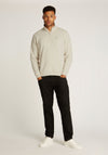 Tommy Jeans Badge Quarter Zip Sweatshirt, Newsprint Beige
