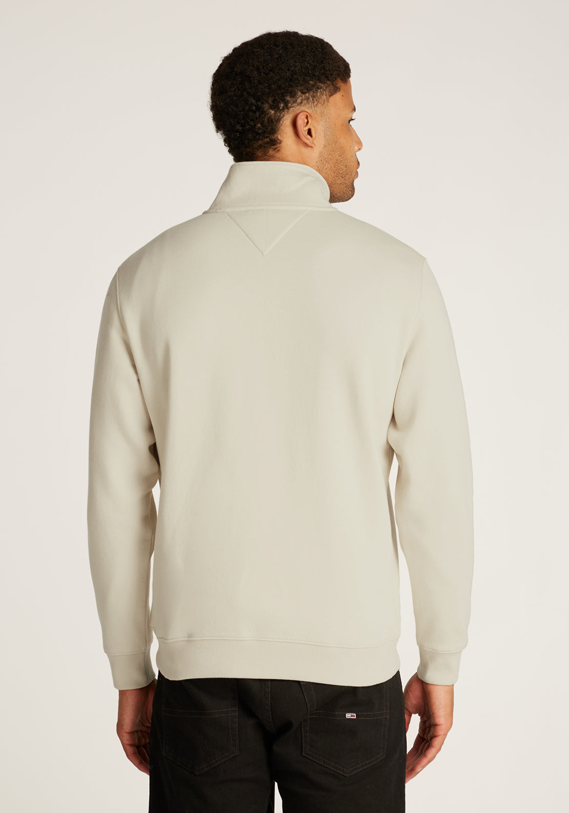 Tommy Jeans Badge Quarter Zip Sweatshirt, Newsprint Beige