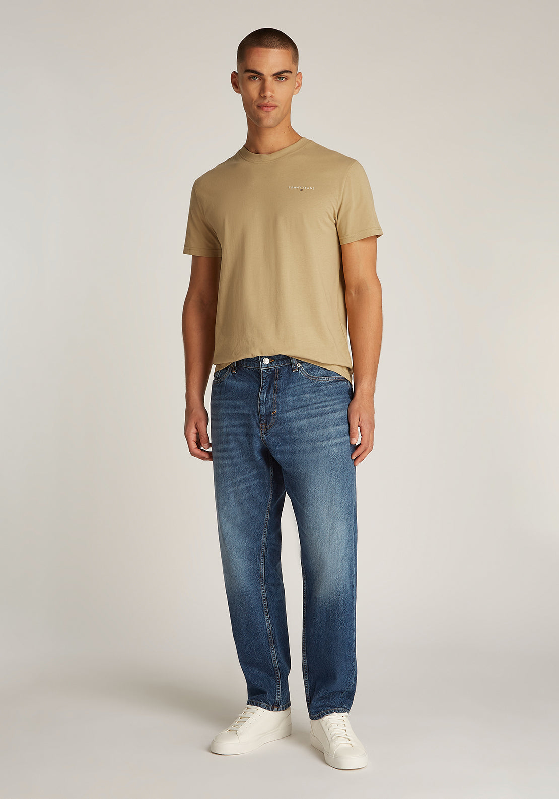 Tommy Jeans Linear Chest Logo T-Shirt, Sand
