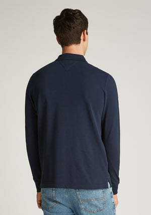 Tommy Jeans Long Sleeve Polo Shirt, Dark Night Navy