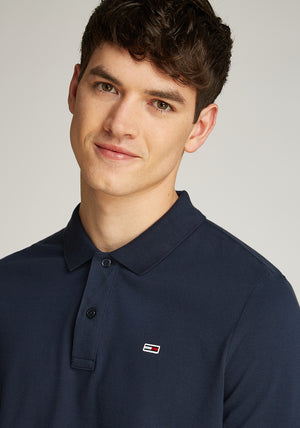 Tommy Jeans Long Sleeve Polo Shirt, Dark Night Navy
