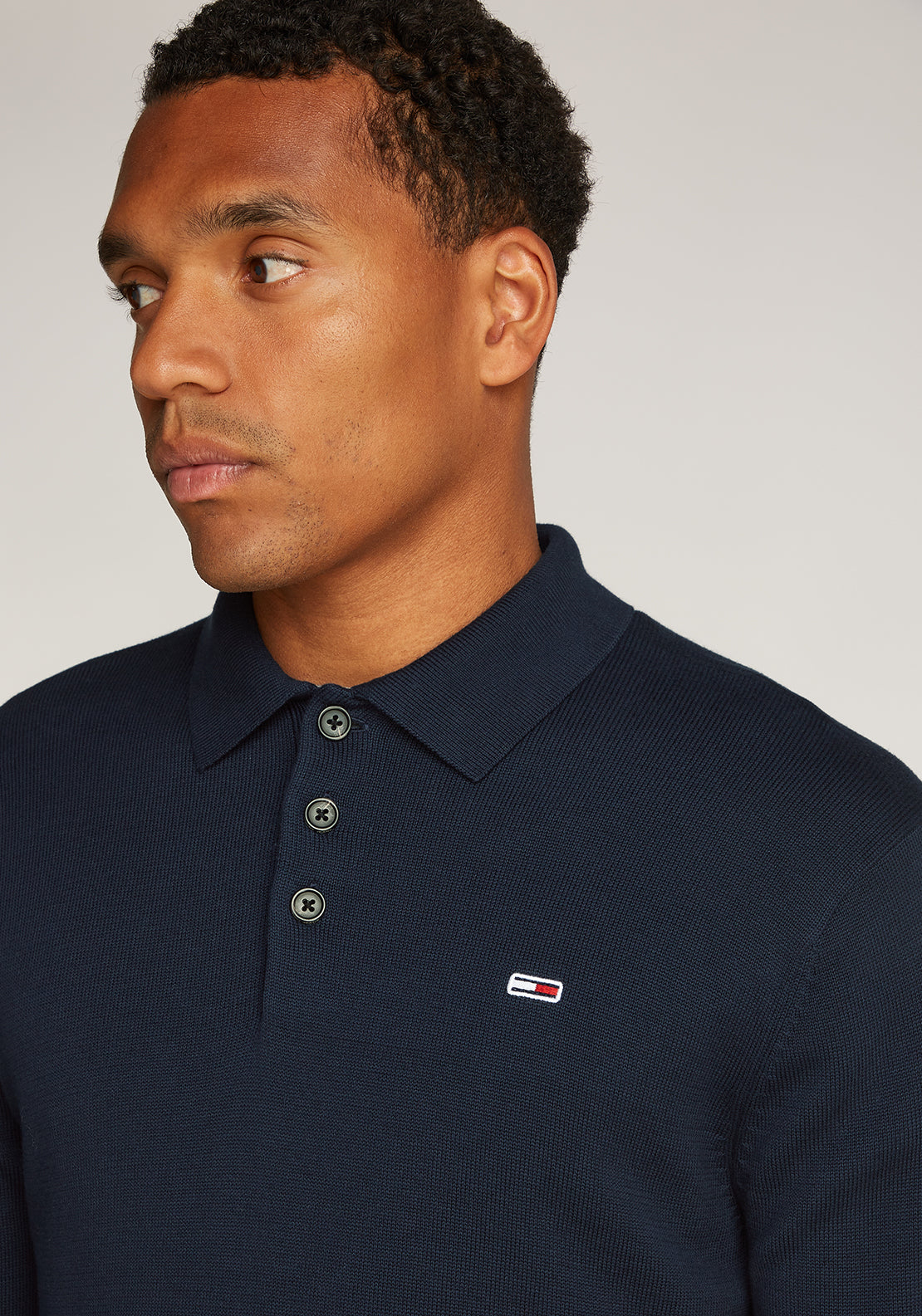 Tommy Jeans Essential Long Sleeve Polo Sweater, Dark Night Navy