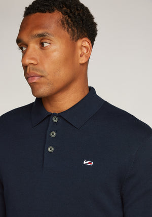 Tommy Jeans Essential Long Sleeve Polo Sweater, Dark Night Navy