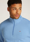 Tommy Jeans Badge Quarter Zip Sweatshirt, Colorado Blue